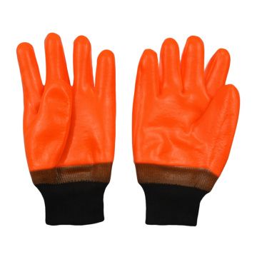 Fluorescent pvc dipped gloves cold and oil resisitant