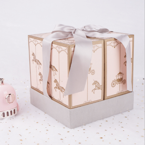 Doppeltür-Geschenkbox mit rosa Design für Kerzenparfüm