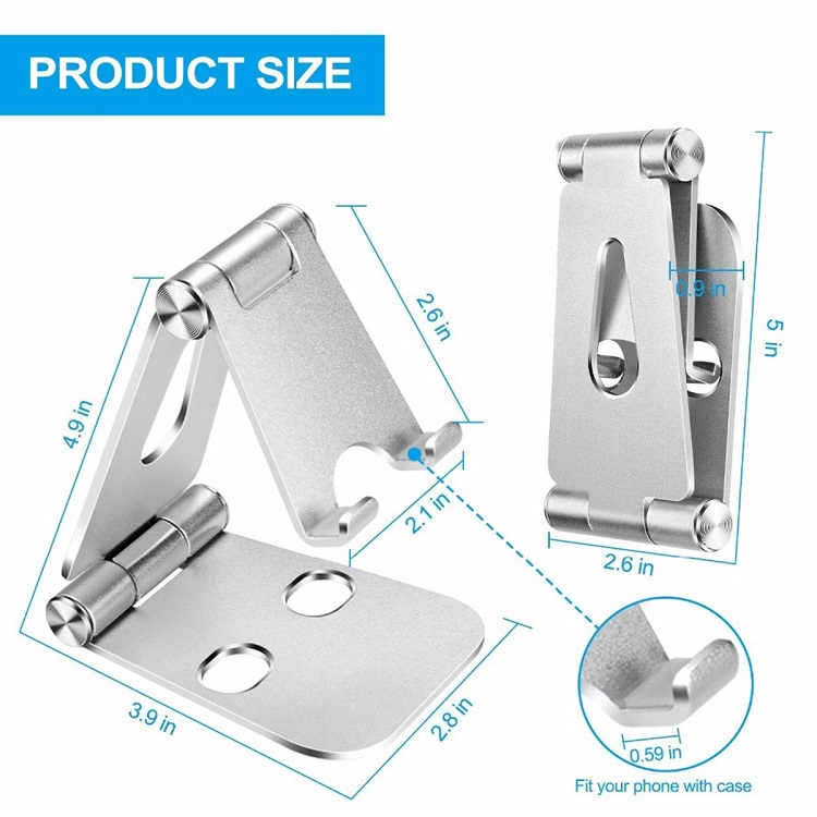 Rotating adjustable alloy desk smartphone mobile phone roller holder table metal stand 270-degree rotation aluminum