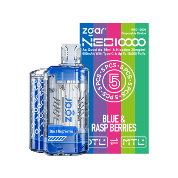 ZGAR NEO 10000 PUFFS-BLUE और RASP BERRIES