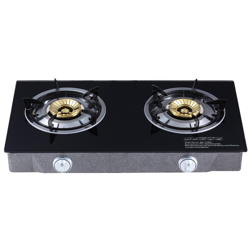 Two Burner China manufacturer gas Stove Cooktops Colorful Stainless Steel Cast Iron Burner With Whirlwind Brass Cap Cooker