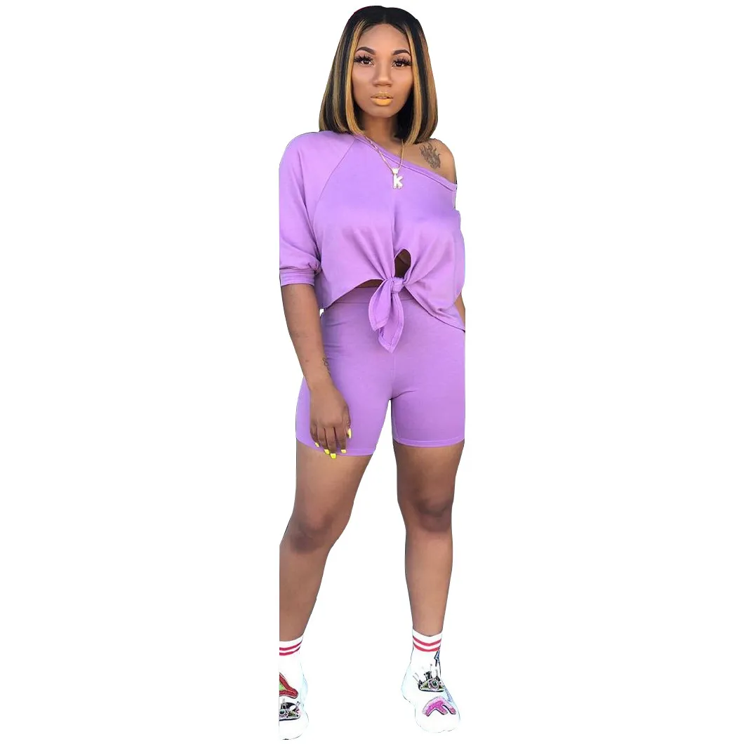 Custom Logo 2020 Summer Two Piece Suit Short Set Women Clothing