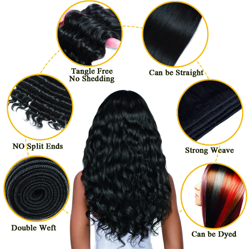 Wholesale 100 brazilian remy hair Aligned cuticle human hair Loose Deep Wave  Hair Extensions