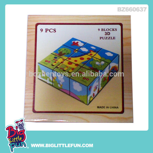 Children 3d wooden block puzzle toy