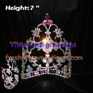 7inch AB Crystal Diamond Pageant Crowns