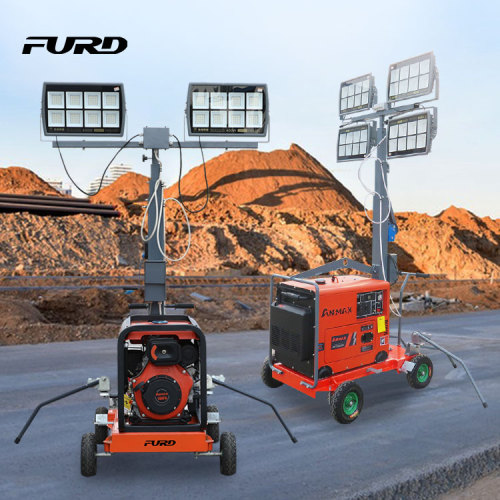 Construction tool 5 meter mobile lighting tower with diesel and gasoline generator