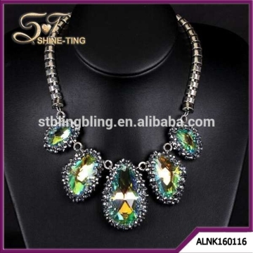 Handmade Big Crystal AB Colour Pendants Collar Jewelry Statement Necklace