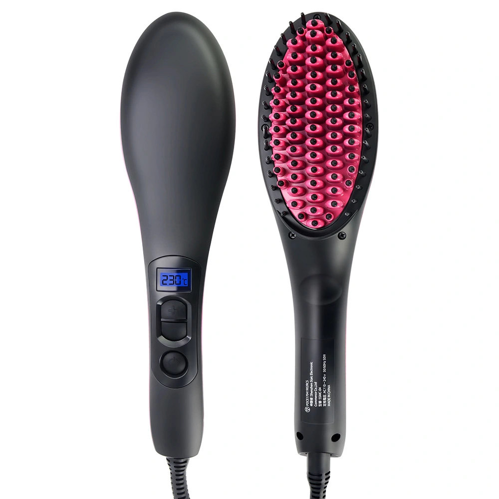 Hair Straightener Styling Tool Flat Iron Straightener Brush Massage with LCD Digital