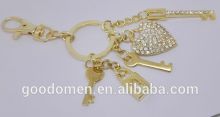lock and key shape keychain,heart keychain