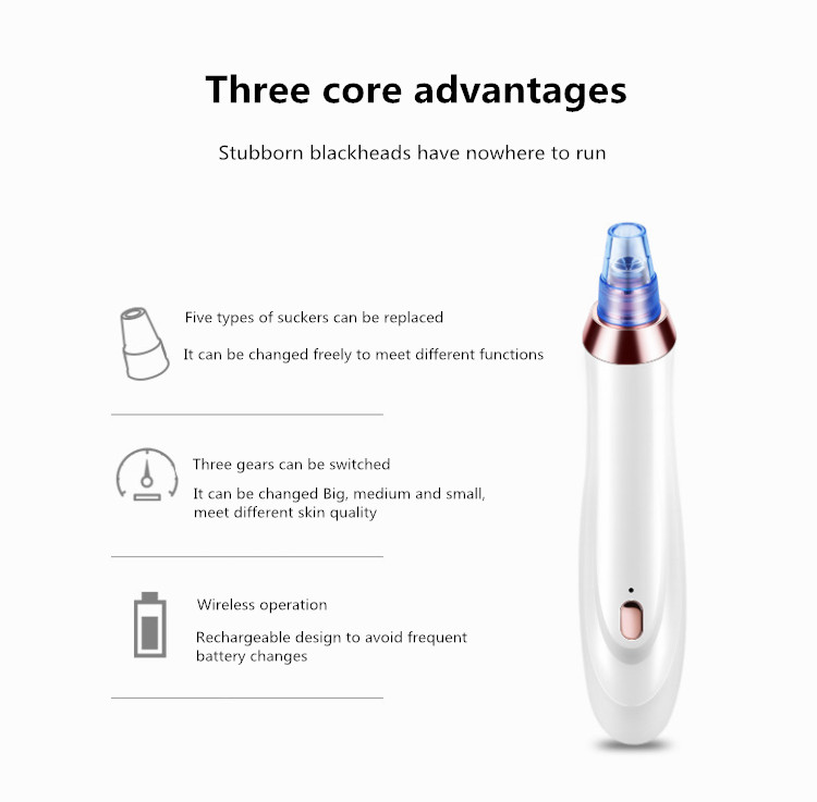 Rechargeable Professional Electric Blackhead Vacuum Pore Cleansing Sucking Blackhead Instrument