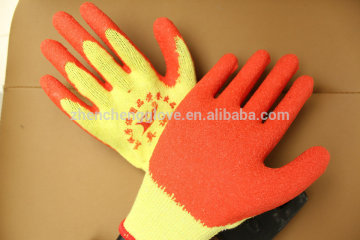 Red rubber coated hand gloves /latex coated gloves