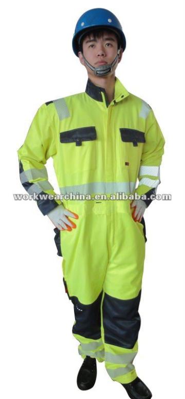 Flourescent Yellow Navy High Visibility Coveralls