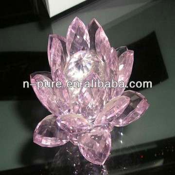 Pink Glass Crystal Lotus Flower