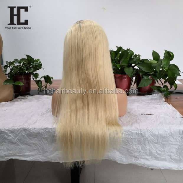 Dark Root Ombre T1B/#613  Lace Front Wig Brazilian Remy Straight Ombre Blonde Wigs Lace Front Human Hair Wigs Pre Plucked
