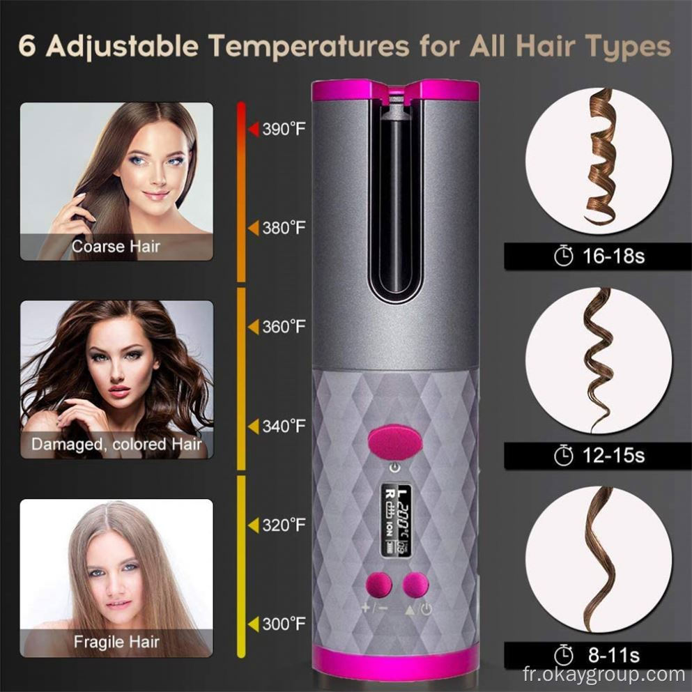 Fer à friser automatique Magic Hair Bigoudi sans fil