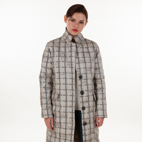 Modische Plaid-Daunenjacke