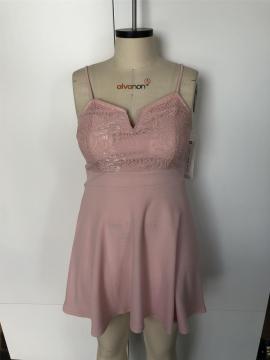 Lace suspenders with patchwork dresses