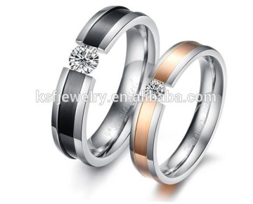 316L Stainless Steel Newest Design Couple Rings with Zircon for Lovers Wholesale