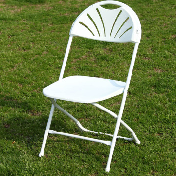 White Fan-back steel plastic folding chair