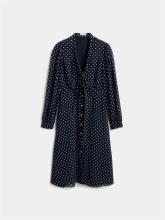 V-neck Polka Dot Printed Long Sleeved Dress