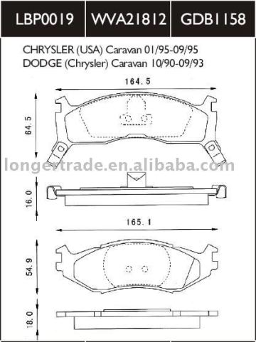 GDB1158 Car brake pads for CHRYSLER