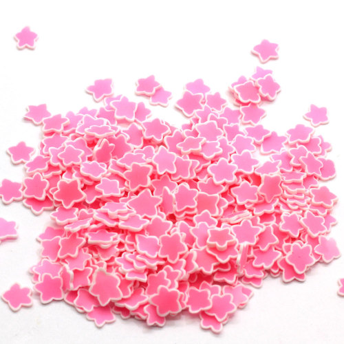 Vente en gros Mini Pink Star Soft Polymer Clay Slices 5mm 500g / Bag Kawaii Phone Case Fillers Nail Sticker Bead