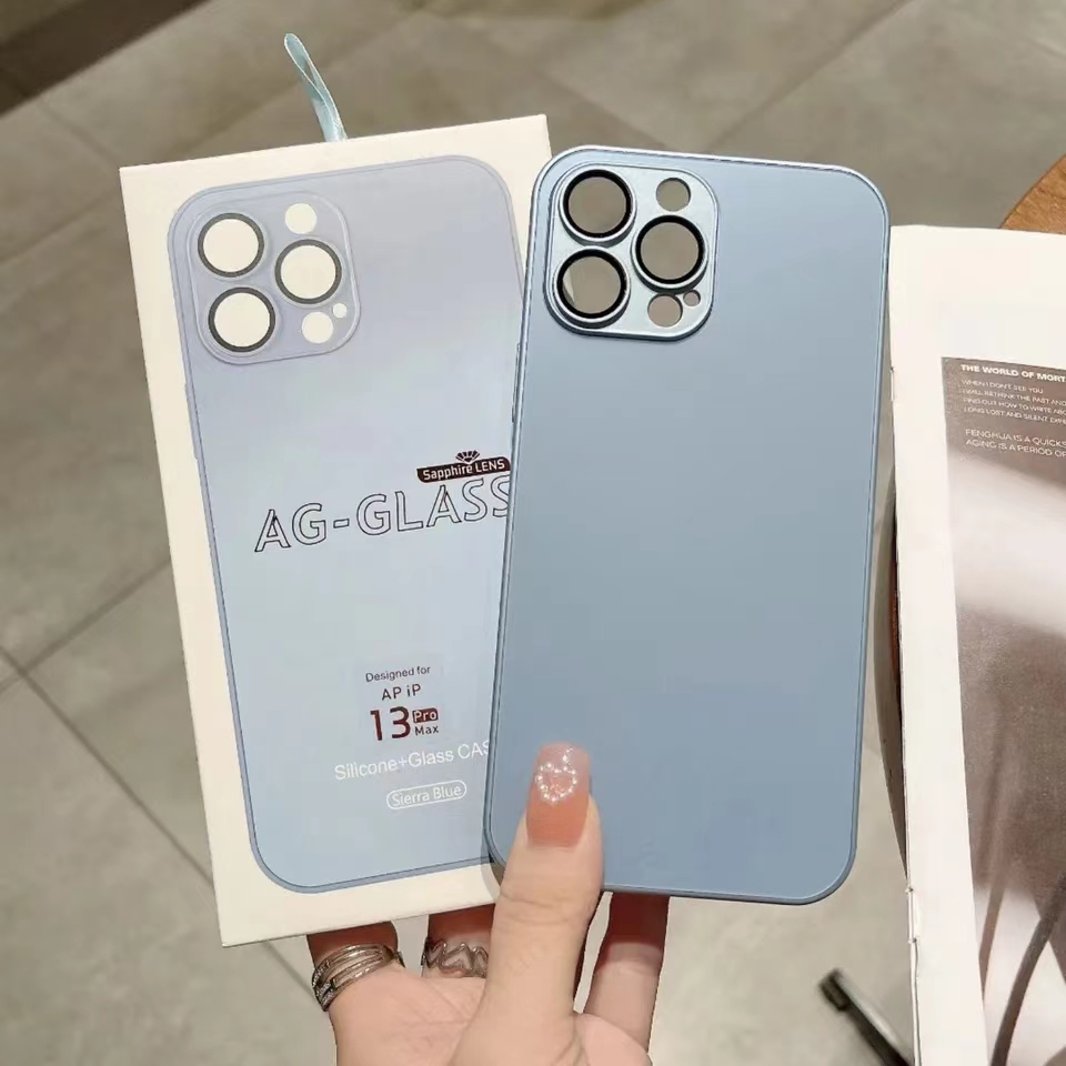 AG Silicone Matter Glass Phone Case for Phone 15 14 13 12 Pro Max 11 Pro Max Plus Cover With Logo Gift Box Original Magnetic