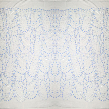 Tissu de broderie de dentelle bleue et blanche