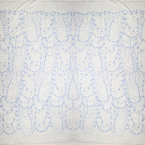 Blue and White Lace Embroidery Fabric