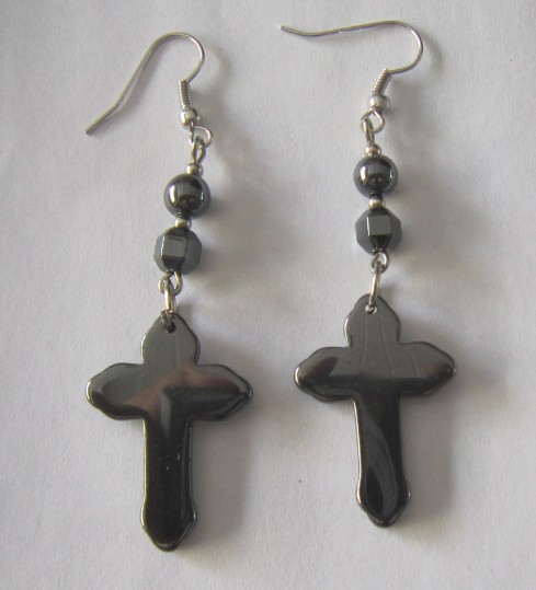 Hematite Cross Earring