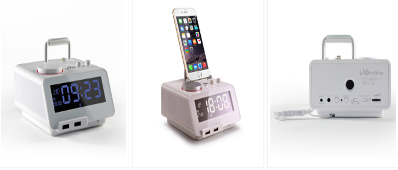 Homtime speaker with radio USB speakers alarm clock wireless speaker docking charger for iphone ipad ipod