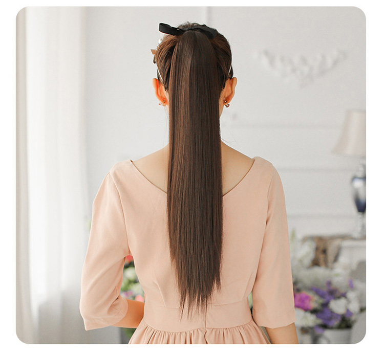 AliLeader High Quality Wholesale 18 Inch Silky Straight Pure Color Ponytail Clip In Ponytail Hair Extensions