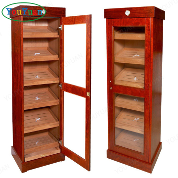 Cherry Commercial Cigar Tower Humidors Cedar Wooden Cigar Case Display