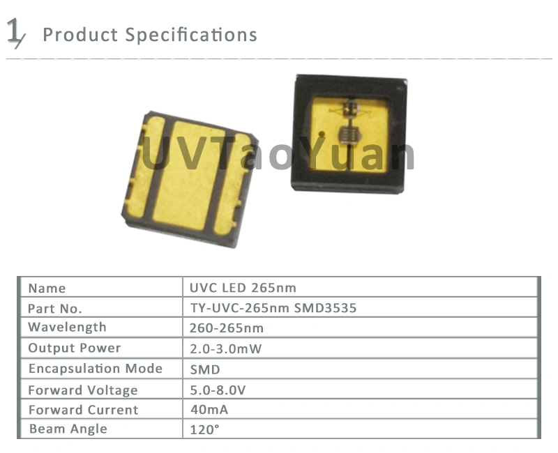 UV Lamp 265nm UVC LED Light for Air Disinfection