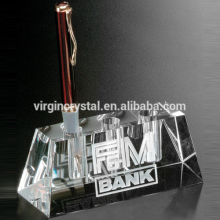 Crystal pen holder crystal cutomized logo base for office set