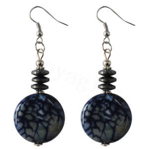 Boucle d&#39;oreille en agate avec pierre naturelle