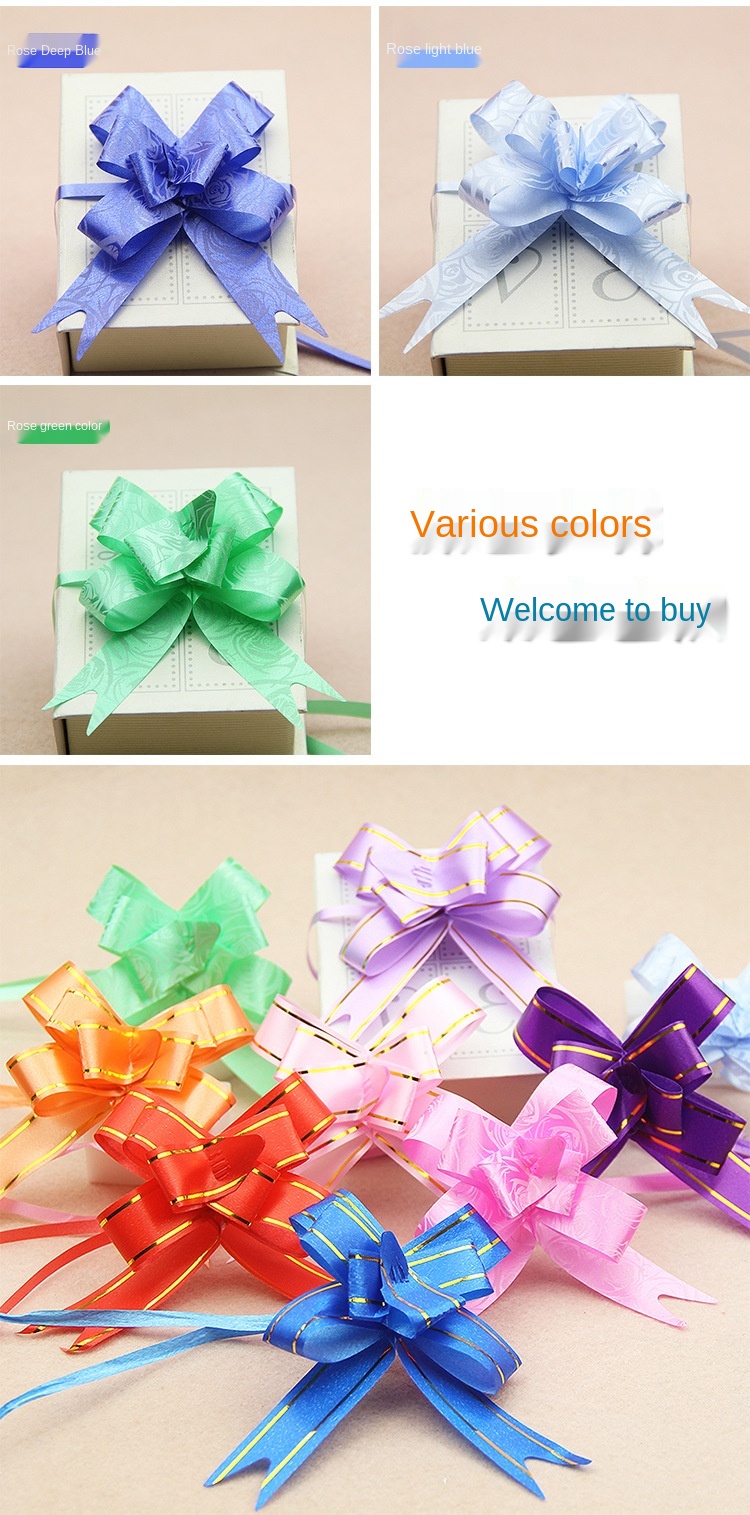 Festival supplies wholesale bow flower Gift box bag decorative pull flower Phnom Penh rose hand-drawn flower