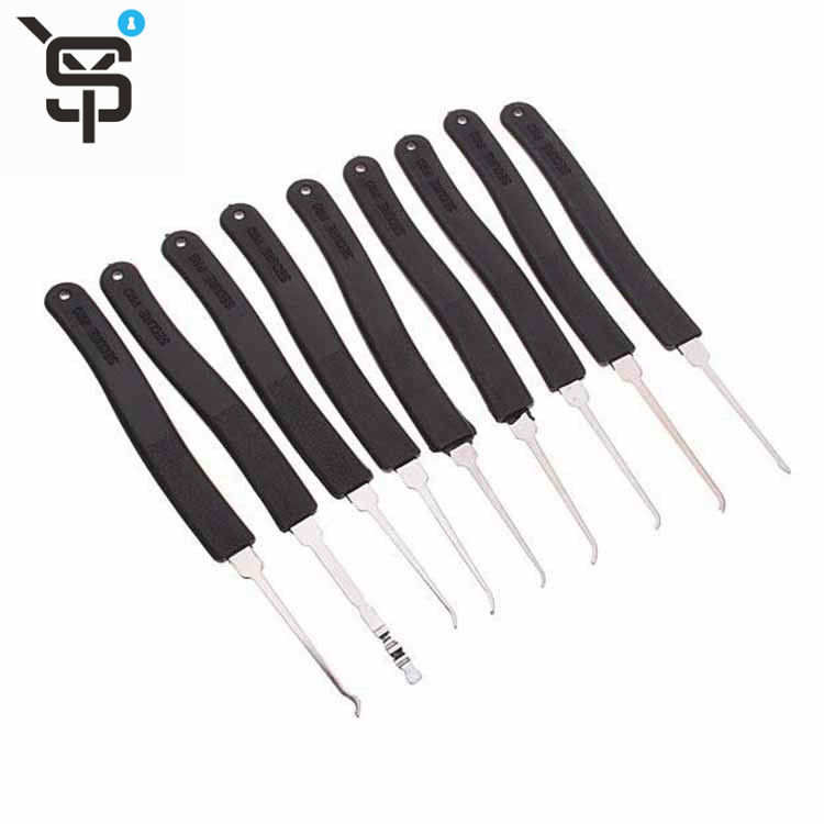 Top quality lock pick set with locksmith tool stainless lock pick set 9 pcs lockpicks set