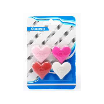 4pcs packing fancy cute heart shaped eraser