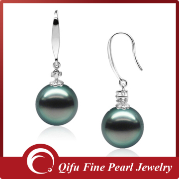 Factory wholesale 18k white gold Tahitian pearl earring