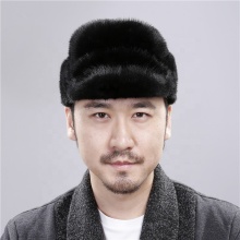 men mink fur hat Men's Genuine Mink Fur Cap Winter Warm Top Hat Headgear Beanie Beret Newsboy Cap