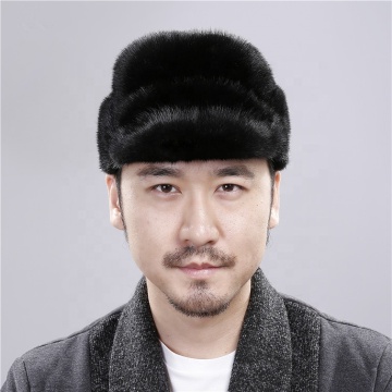 men mink fur hat Men's Genuine Mink Fur Cap Winter Warm Top Hat Headgear Beanie Beret Newsboy Cap