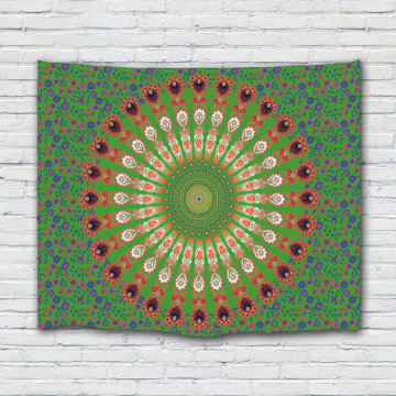 Bohemian Tapestry Mandala Wall Hanging Indian Style Boho Psychedelic Tapestry for Livingroom Bedroom Home Dorm Decor Green