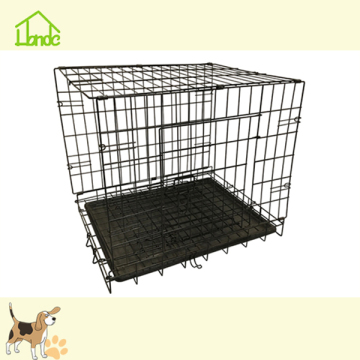 Folding metal dog crate for easy assembly