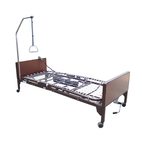 Semi-electric home care bed with IV pole