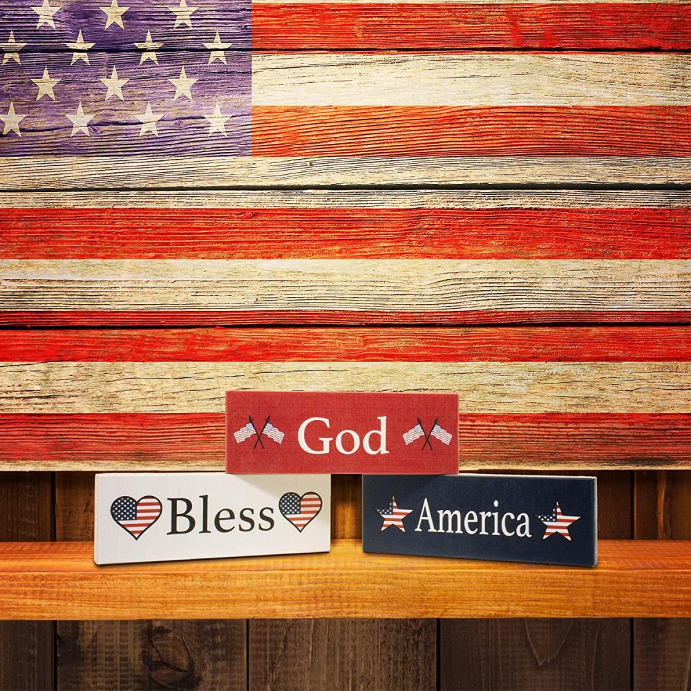 God Bless America Wood Blocks