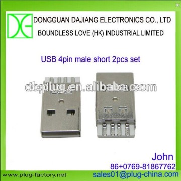 Hot sale 4pin usb plug connector USB A male long/short three as a set