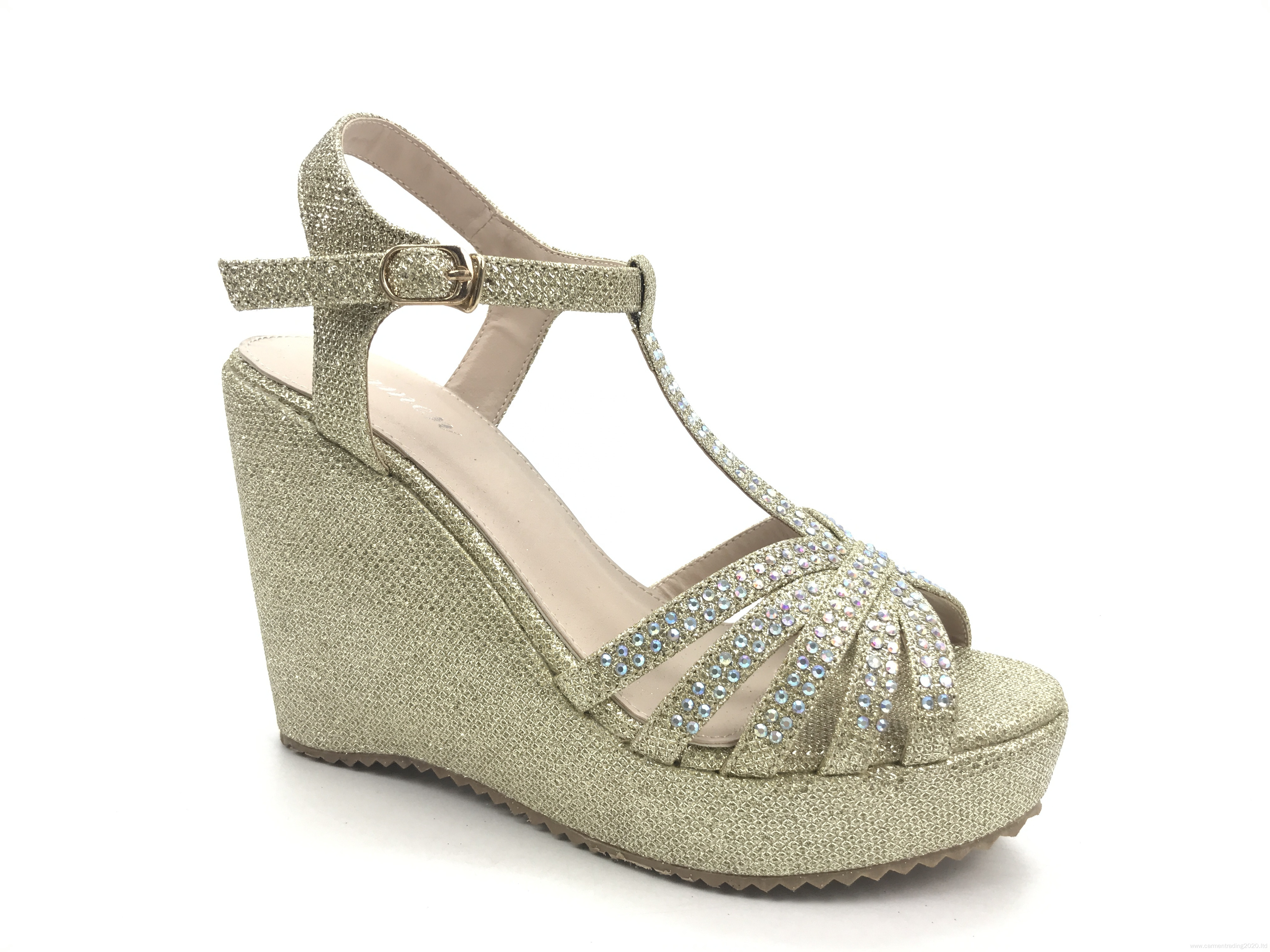 Women Strappy Chunky Platform Wedge Glitter Sandals