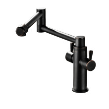 Antique Black Retractable Brass Deck Mounted Kitchen Faucet