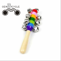 Rainbow color baby wooden rattle